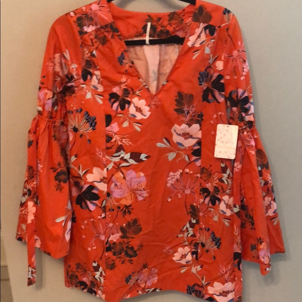 Free People Orange Floral Dress